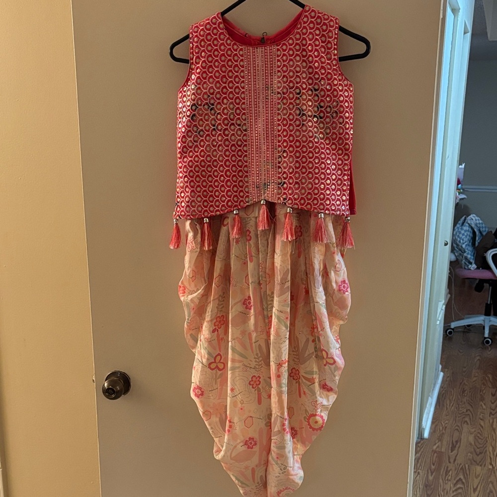 Girls Pink Tassel Two-Piece Matching Set